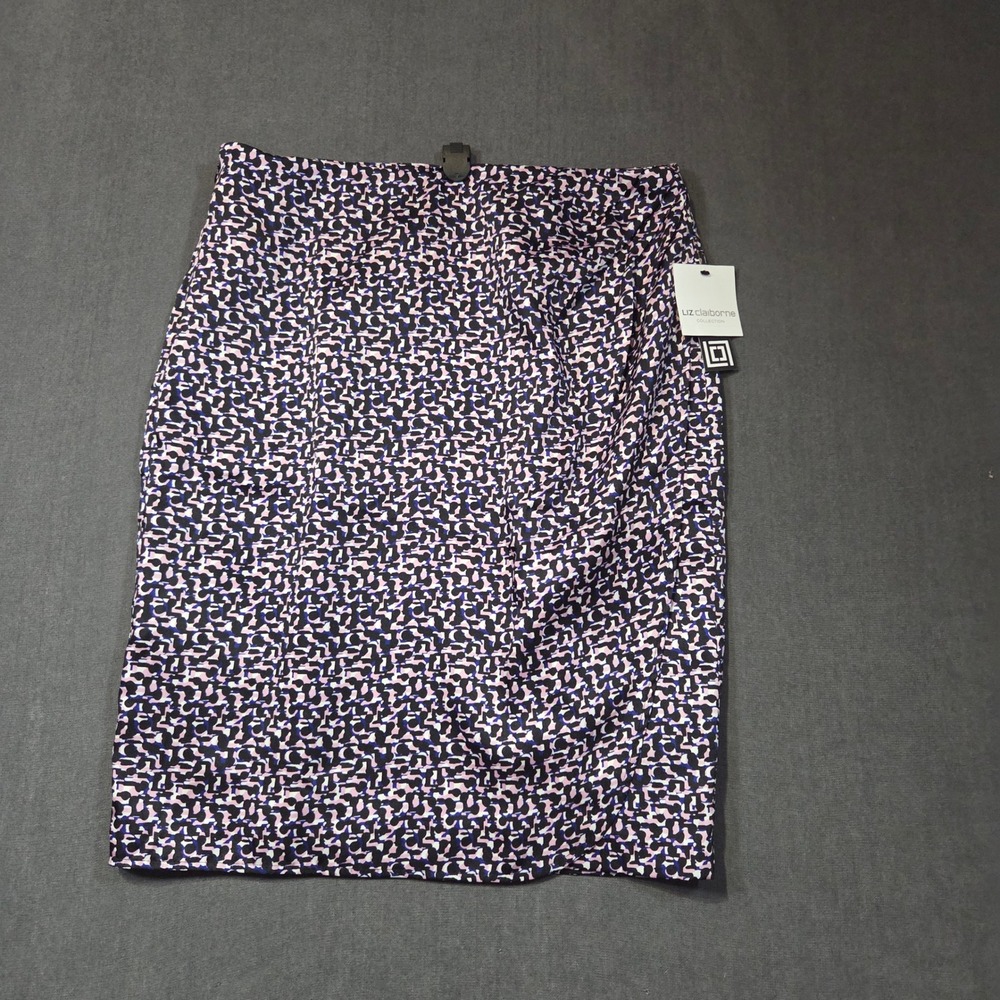 Liz Claiborne Pencil Skirt Womens 10 Mauve Mist Multi Abstract Draped Front NWT
